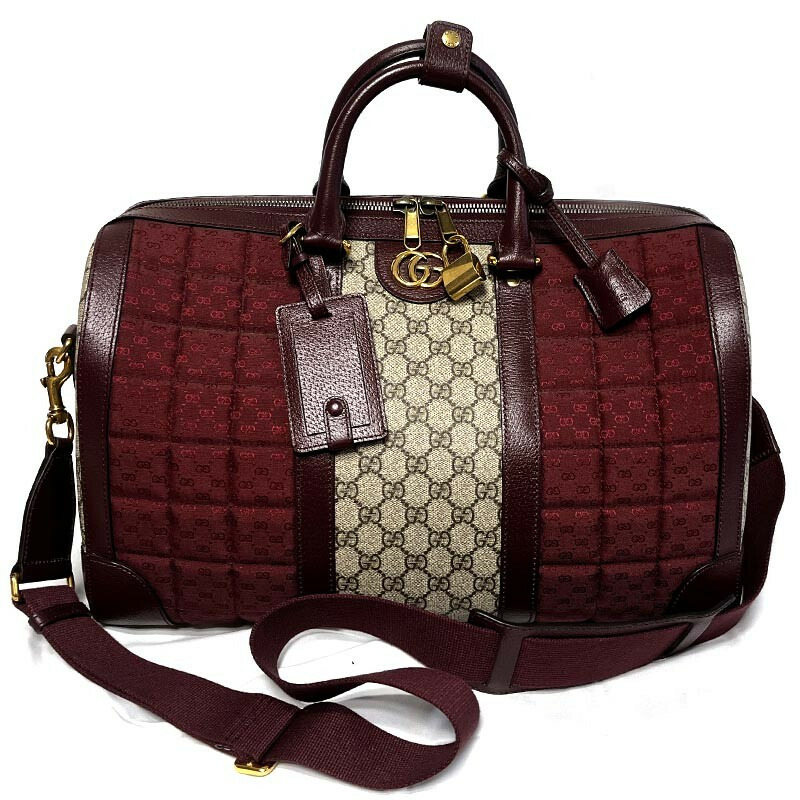 GUCCI GG帆布波士頓包 724642 FAB9Y 6042 酒紅色-5