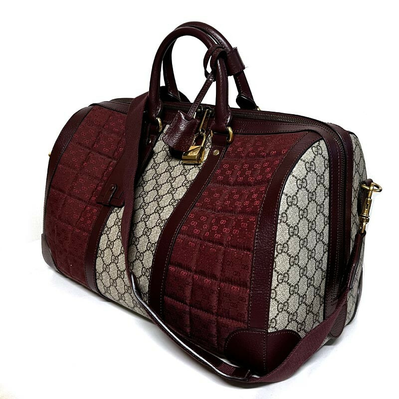 GUCCI GG帆布波士頓包 724642 FAB9Y 6042 酒紅色-6