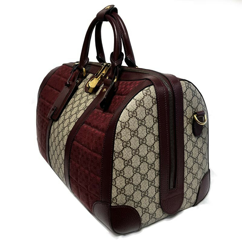 GUCCI GG帆布波士頓包 724642 FAB9Y 6042 酒紅色-7