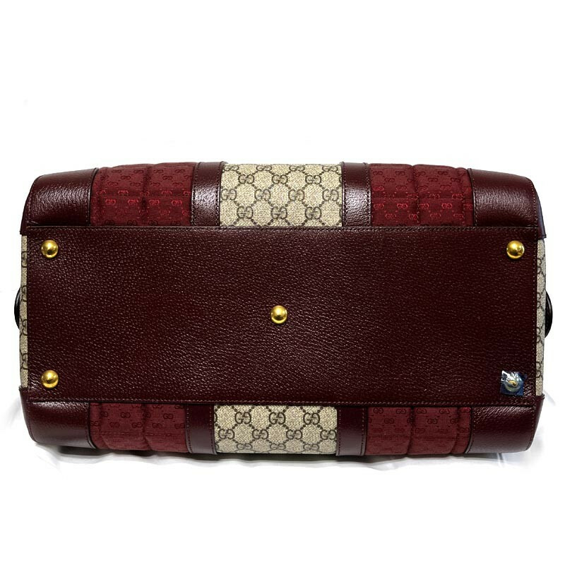 GUCCI GG帆布波士頓包 724642 FAB9Y 6042 酒紅色-10