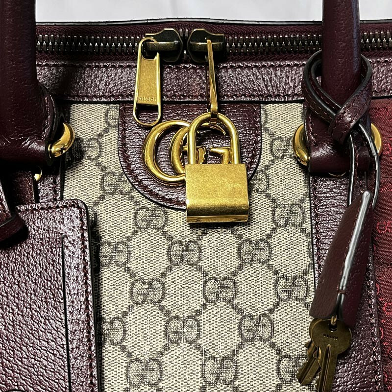 GUCCI GG帆布波士頓包 724642 FAB9Y 6042 酒紅色-12