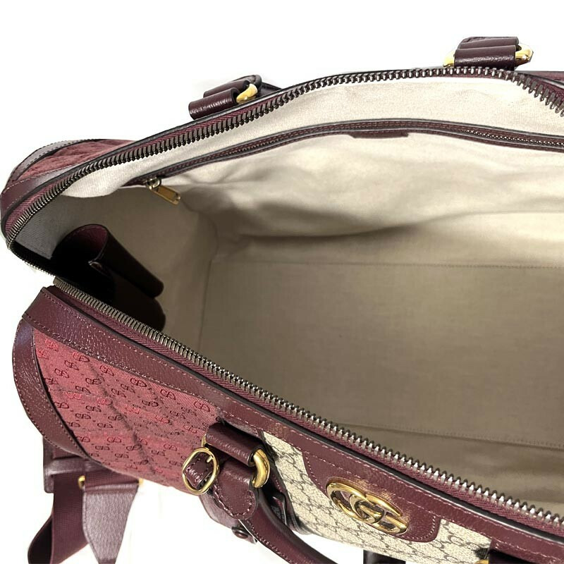 GUCCI GG帆布波士頓包 724642 FAB9Y 6042 酒紅色-13