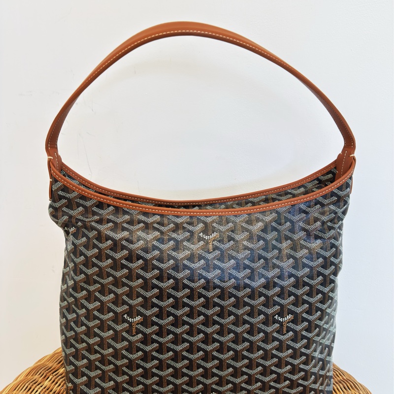 全新GOYARD焦糖色HOBO BAG印花防水帆布單肩背購物包黑棕色-0