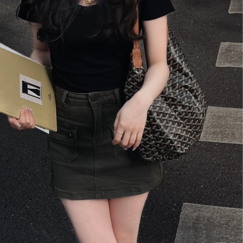 全新GOYARD焦糖色HOBO BAG印花防水帆布單肩背購物包黑棕色-12