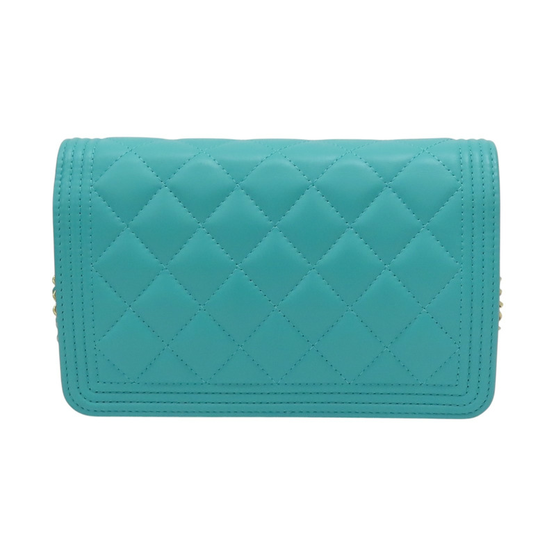 綠色 菱格紋 羊皮 BOY WOC 鍊帶 肩背包【CHANEL 香奈兒】 A80287-1