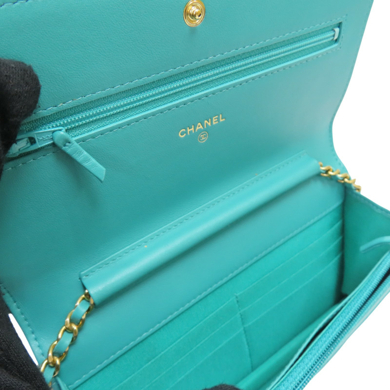 綠色 菱格紋 羊皮 BOY WOC 鍊帶 肩背包【CHANEL 香奈兒】 A80287-4
