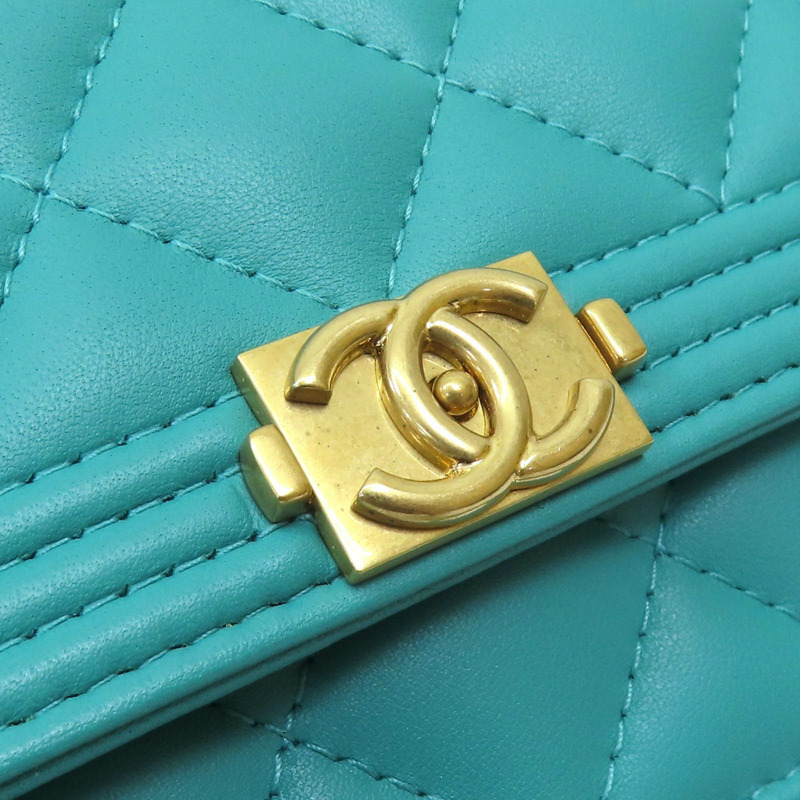 綠色 菱格紋 羊皮 BOY WOC 鍊帶 肩背包【CHANEL 香奈兒】 A80287-13