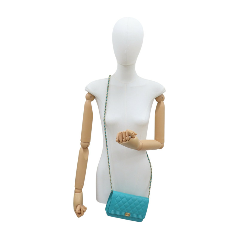 綠色 菱格紋 羊皮 BOY WOC 鍊帶 肩背包【CHANEL 香奈兒】 A80287-15