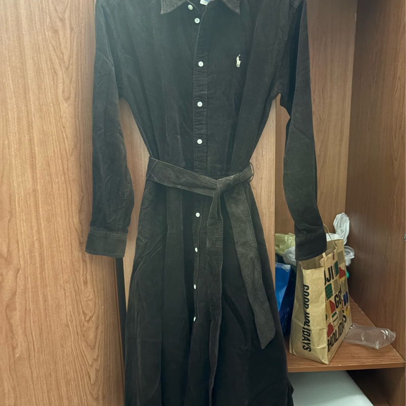 Ralph Lauren 深咖絨布襯衫洋裝（6號約M)-1