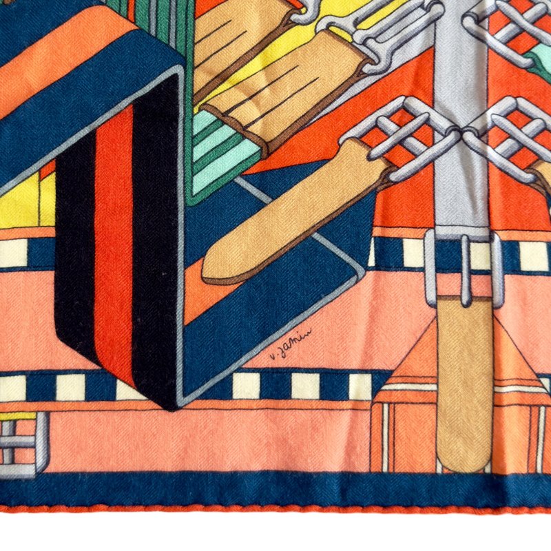 HERMES Sangles En Zigzag shawl 140 羊絨 圍巾-5