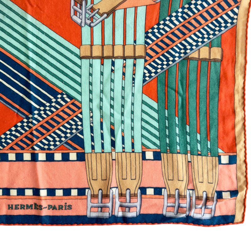 HERMES Sangles En Zigzag shawl 140 羊絨 圍巾-8