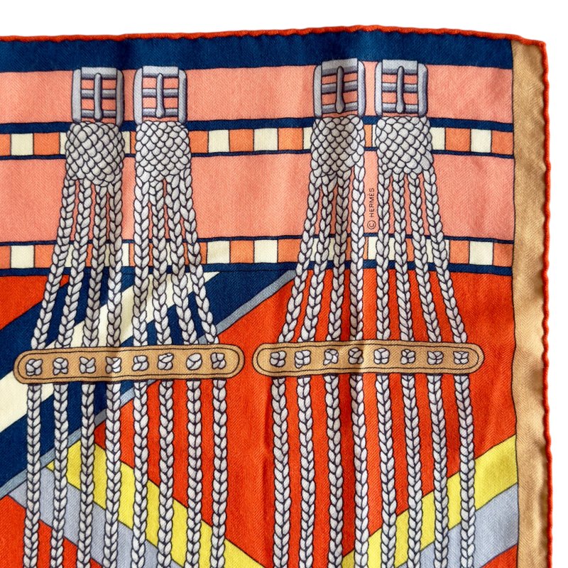 HERMES Sangles En Zigzag shawl 140 羊絨 圍巾-9
