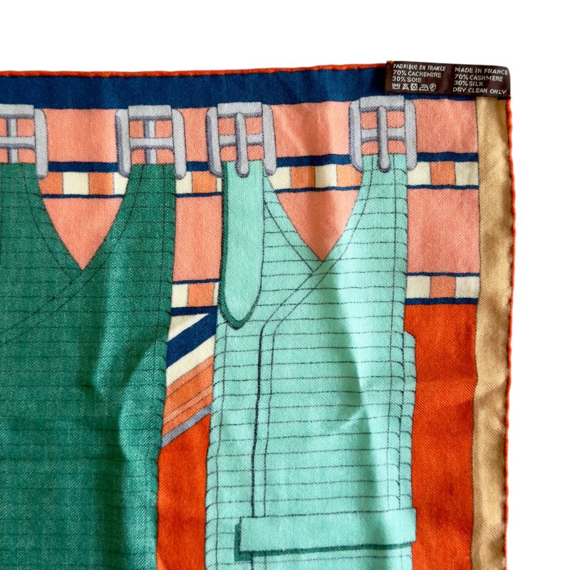 HERMES Sangles En Zigzag shawl 140 羊絨 圍巾-10