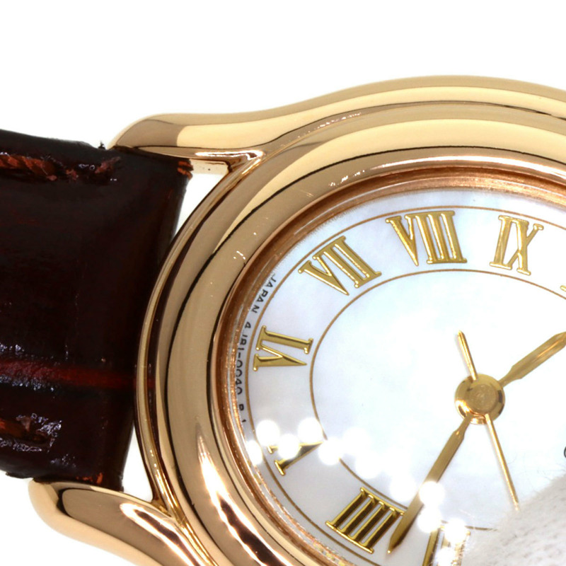 精工 4J81-5030 Credor 橢圓形錶盤腕錶，18K 玫瑰金/皮革錶帶，女款-18