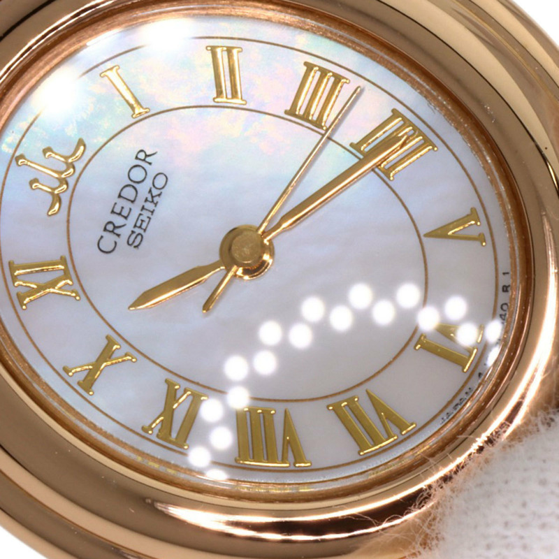 精工 4J81-5030 Credor 橢圓形錶盤腕錶，18K 玫瑰金/皮革錶帶，女款-22