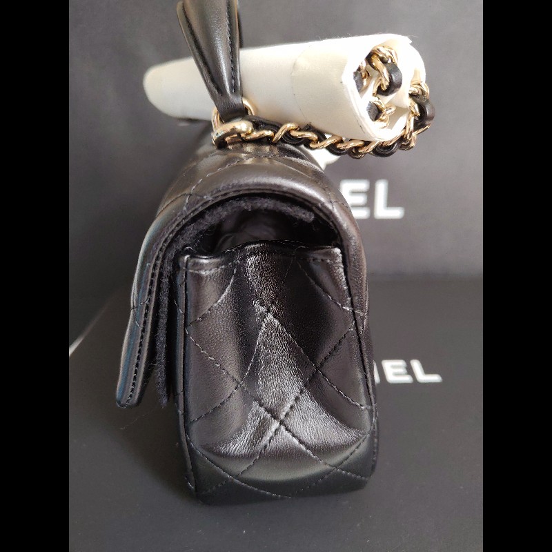 CHANEL 香奈兒CF20黑金羊皮-3