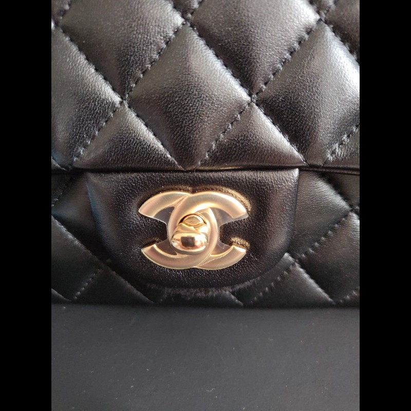 CHANEL 香奈兒CF20黑金羊皮-4