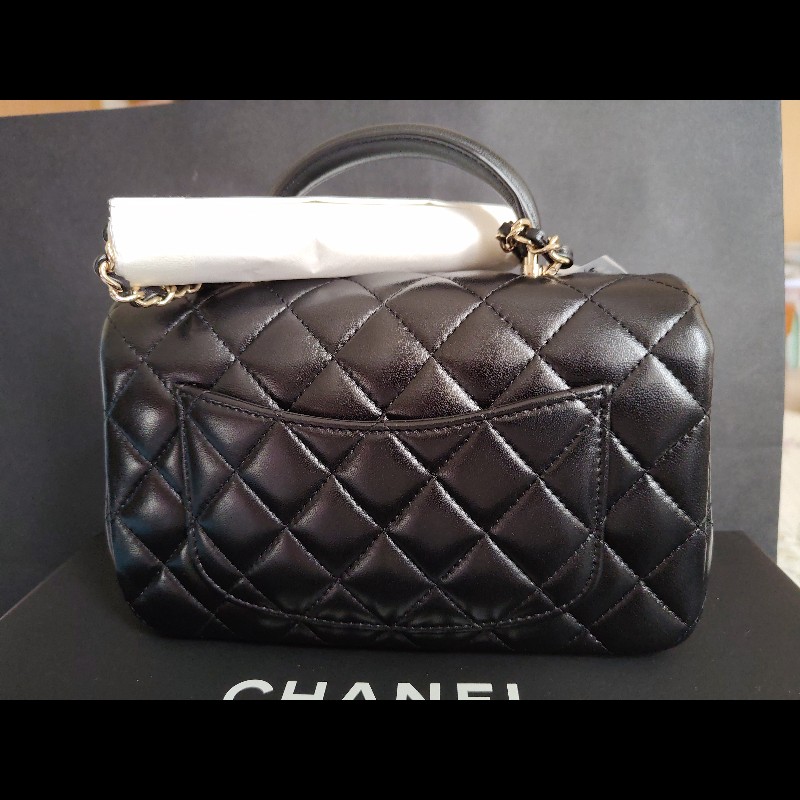 CHANEL 香奈兒CF20黑金羊皮-6