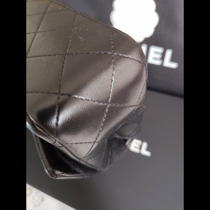 CHANEL 香奈兒CF20黑金羊皮-8