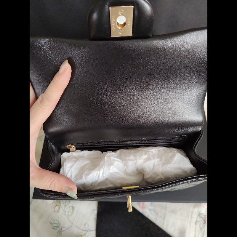 CHANEL 香奈兒CF20黑金羊皮-9