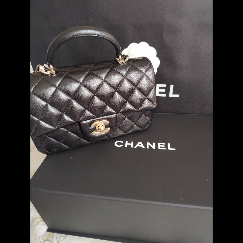 CHANEL 香奈兒CF20黑金羊皮-14