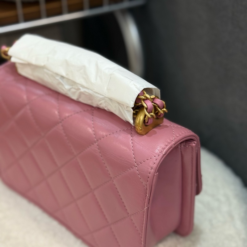（2025/11月櫃上保養）Chanel雙金球粉色斜背包✨最新晶片款-3