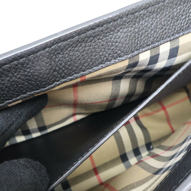 黑色 格紋帆布 牛皮 斜背包 肩背包【BURBERRY 巴寶莉】-5