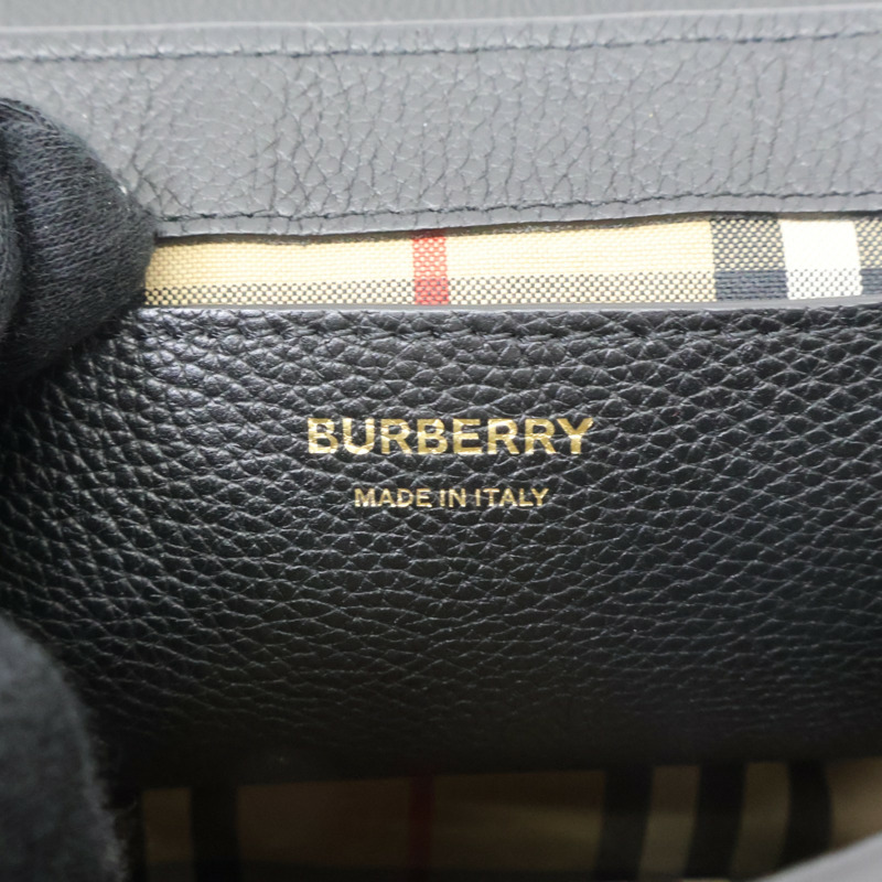 黑色 格紋帆布 牛皮 斜背包 肩背包【BURBERRY 巴寶莉】-8