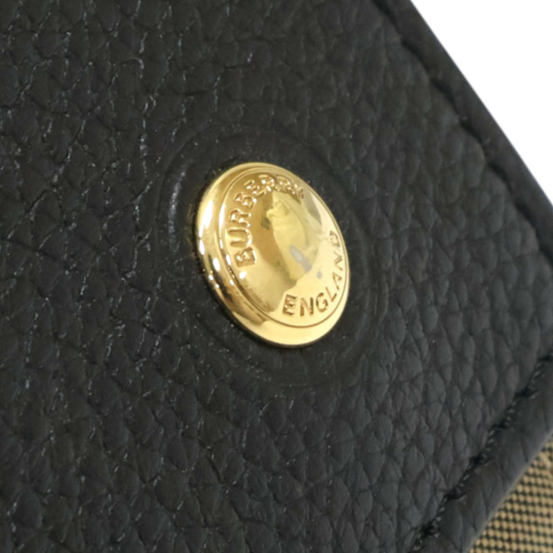黑色 格紋帆布 牛皮 斜背包 肩背包【BURBERRY 巴寶莉】-14
