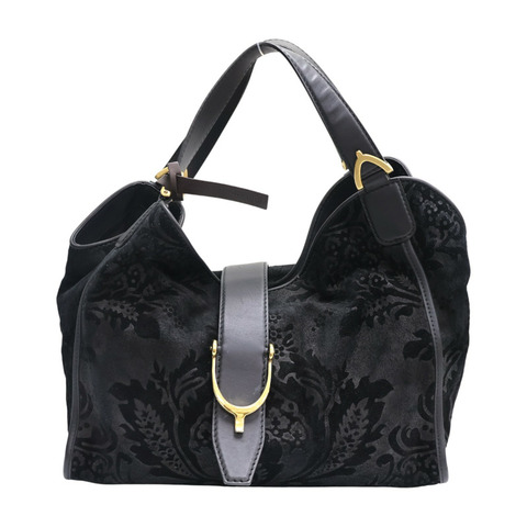 黑色 牛皮 Stirrup Leather Handbag 手提包 296856 【GUCCI 古馳】 296856