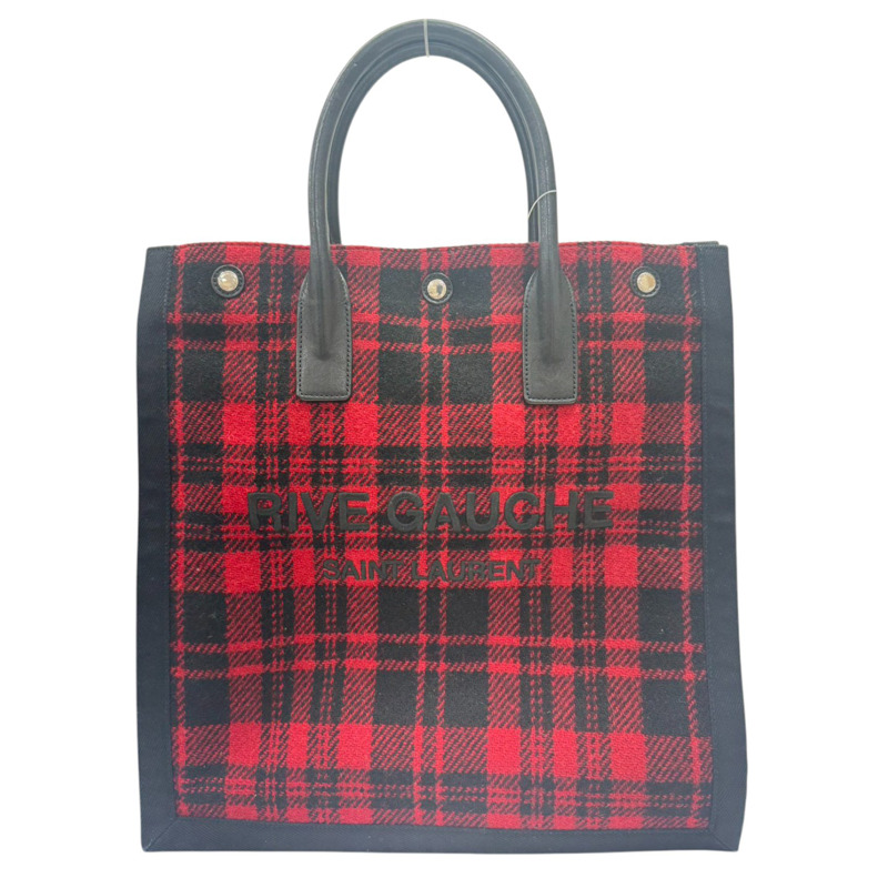 黑紅格紋 毛絨 Rive Gauche 手提包【SAINT LAURENT YSL 聖羅蘭】 VLR632539-0