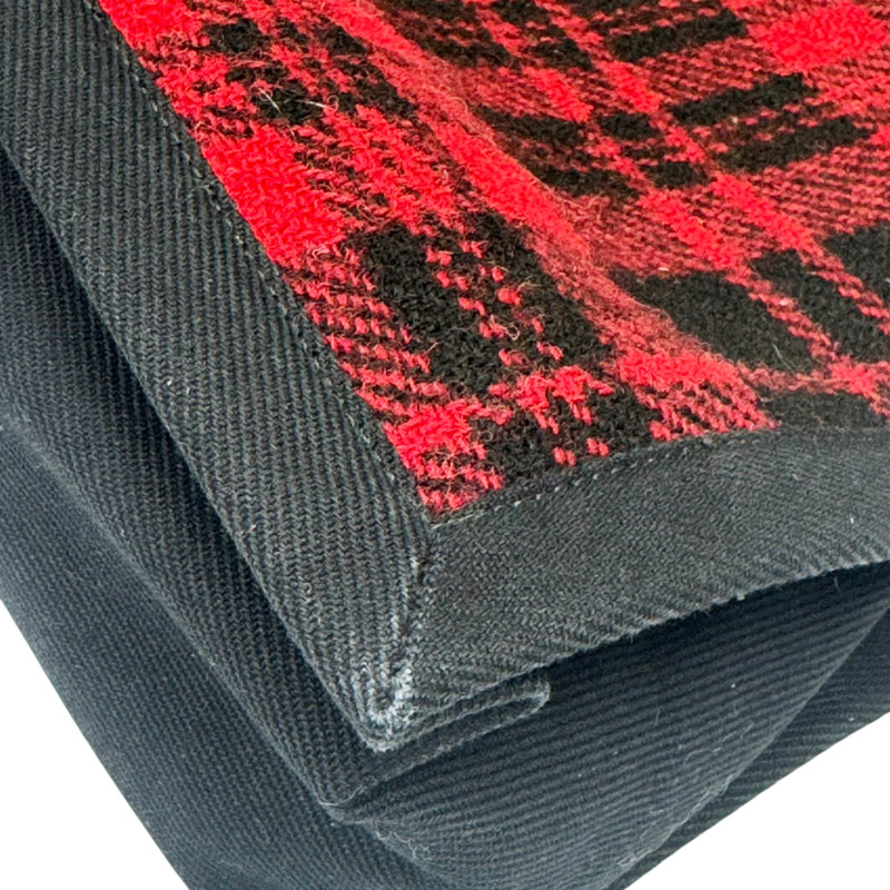 黑紅格紋 毛絨 Rive Gauche 手提包【SAINT LAURENT YSL 聖羅蘭】 VLR632539-11