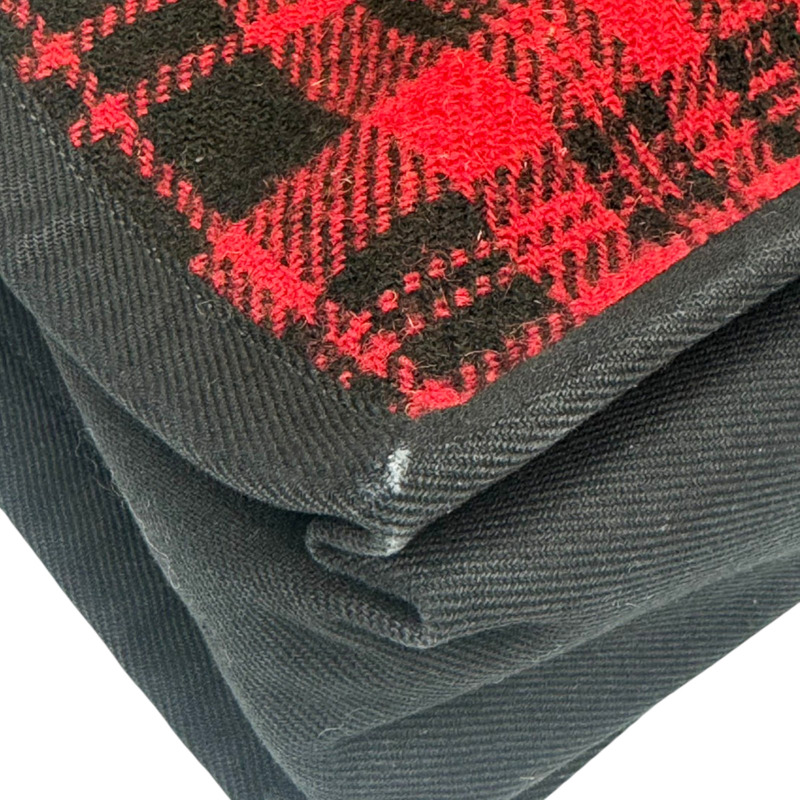 黑紅格紋 毛絨 Rive Gauche 手提包【SAINT LAURENT YSL 聖羅蘭】 VLR632539-12