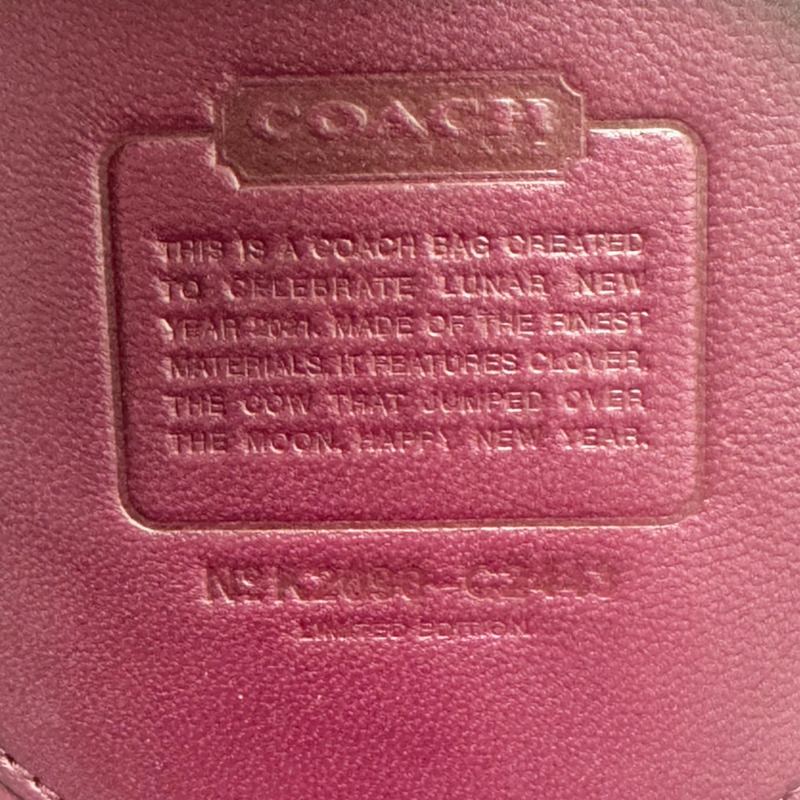 紅色牛皮 棕色PVC 圓桶 肩背包【COACH 寇馳】 C2443-5