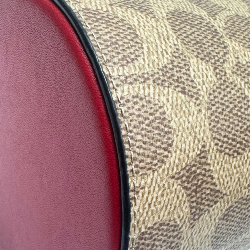 紅色牛皮 棕色PVC 圓桶 肩背包【COACH 寇馳】 C2443-7