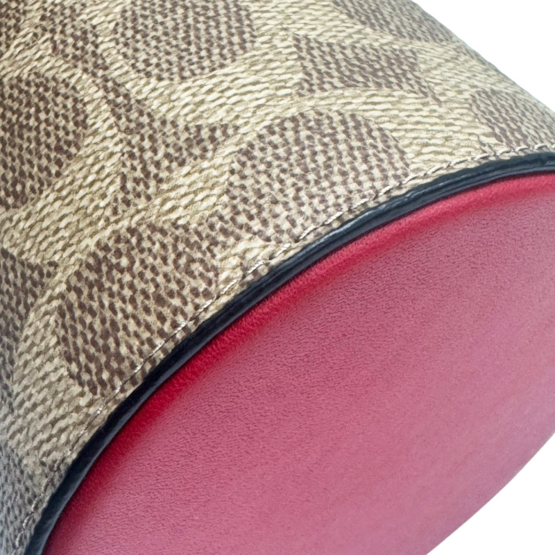 紅色牛皮 棕色PVC 圓桶 肩背包【COACH 寇馳】 C2443-8