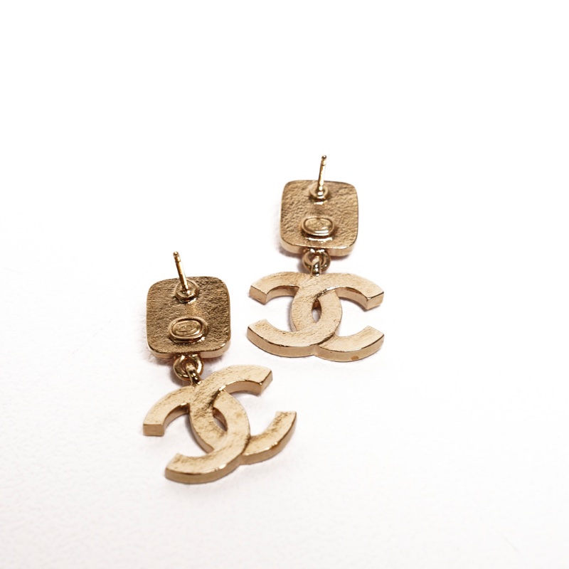 CHANEL 棕石雙c耳環-3