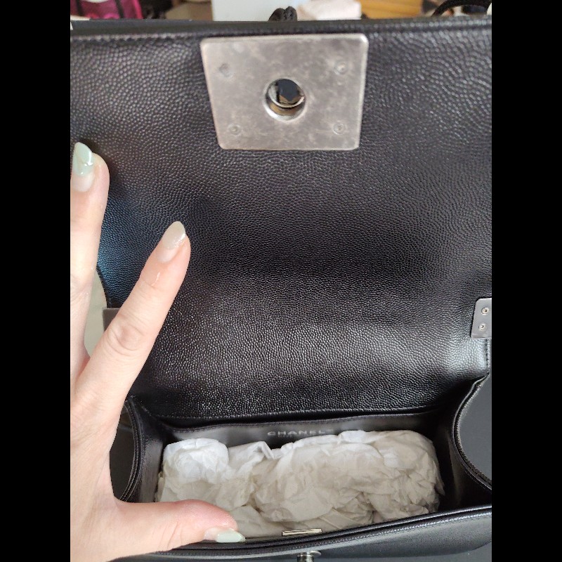 CHANEL 香奈兒荔枝牛BOY20復古黑銀-11