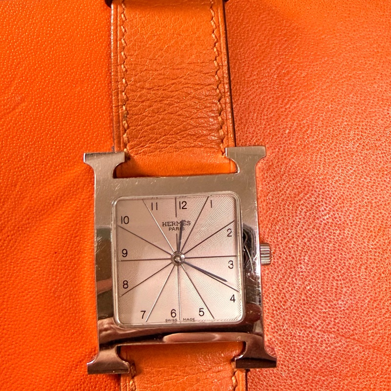 HERMES 愛馬仕 Heure H 橘色皮帶腕錶 HH1.510-6