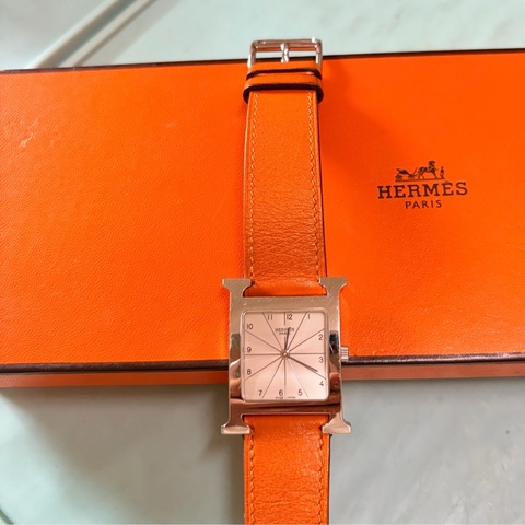 HERMES 愛馬仕 Heure H 橘色皮帶腕錶 HH1.510
