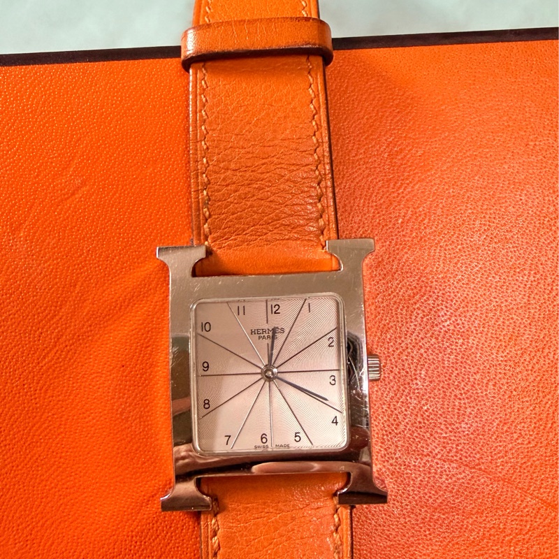 HERMES 愛馬仕 Heure H 橘色皮帶腕錶 HH1.510-1