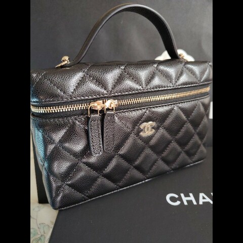 CHANEL 香奈兒荔枝飯盒包黑金