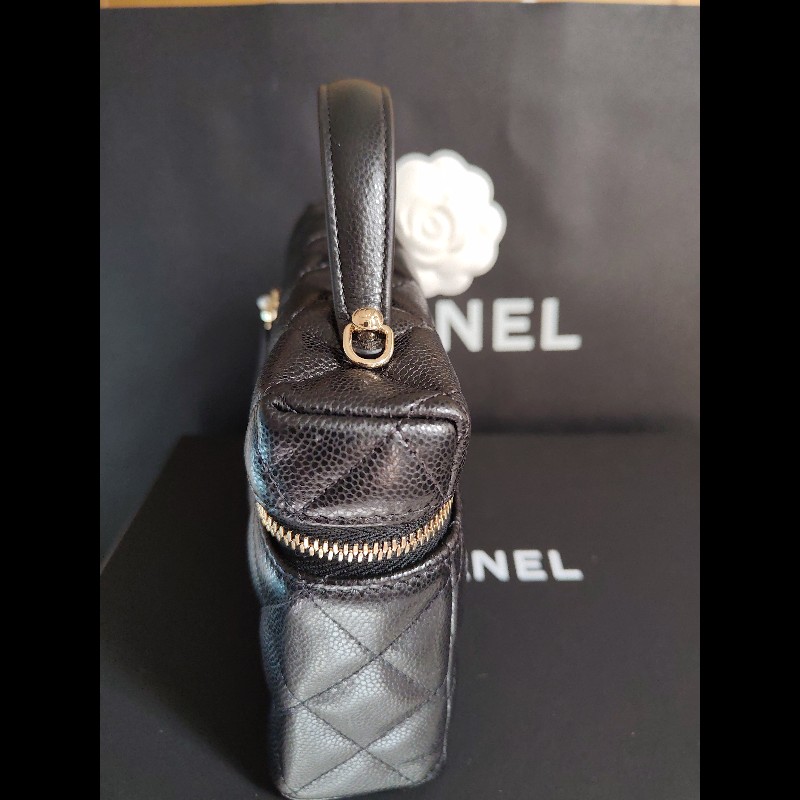 CHANEL 香奈兒荔枝飯盒包黑金-3