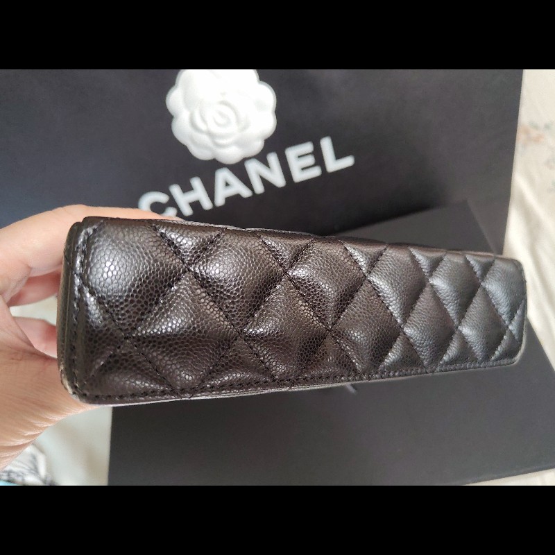 CHANEL 香奈兒荔枝飯盒包黑金-4