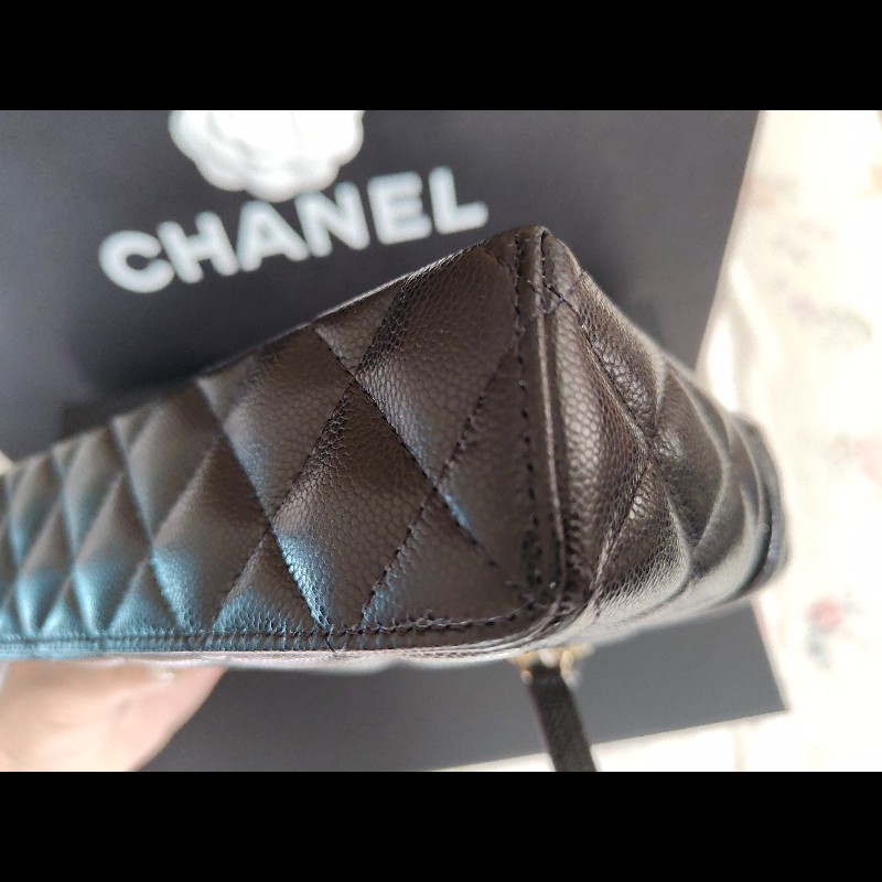 CHANEL 香奈兒荔枝飯盒包黑金-5