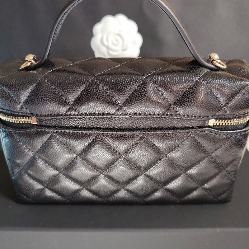 CHANEL 香奈兒荔枝飯盒包黑金-7