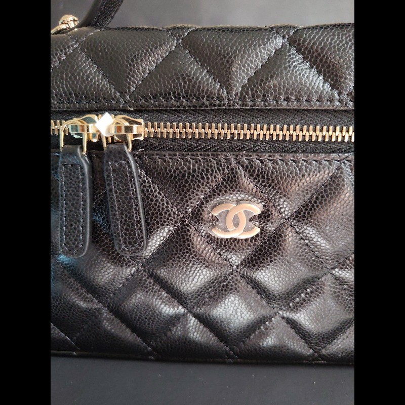 CHANEL 香奈兒荔枝飯盒包黑金-10
