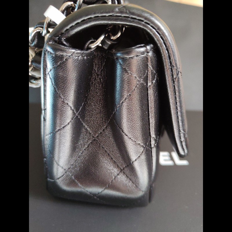 CHANEL 香奈兒CF黑銀羊mini 方胖17-3