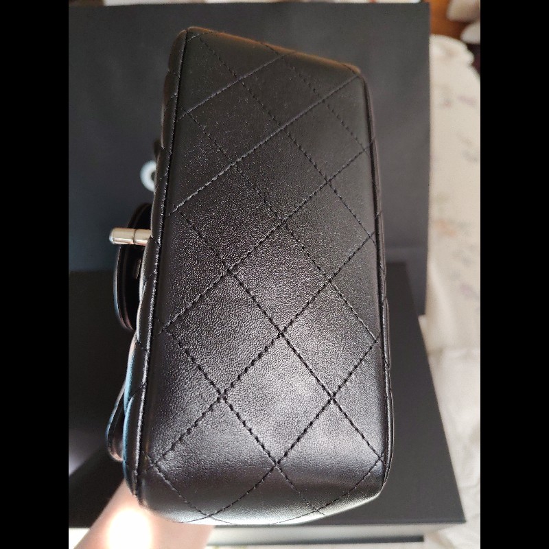 CHANEL 香奈兒CF黑銀羊mini 方胖17-7