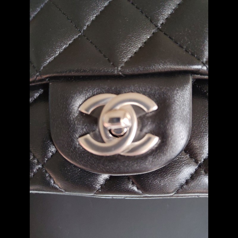 CHANEL 香奈兒CF黑銀羊mini 方胖17-11